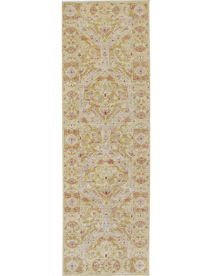Afghan Ziegler Rug 3' 1" x 9' 8" Hand-Knotted