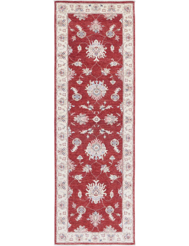 Afghan Ziegler Rug 2' 7" x 8' 5" Hand-Knotted