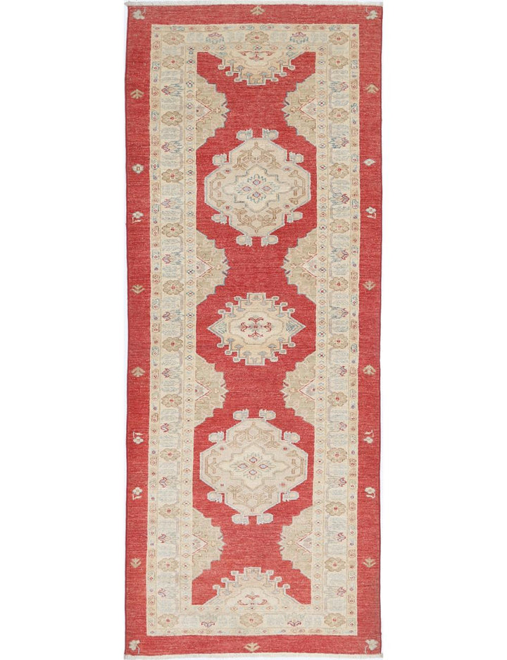 Afghan Ziegler Rug 2' 8" x 7' 9" Hand-Knotted