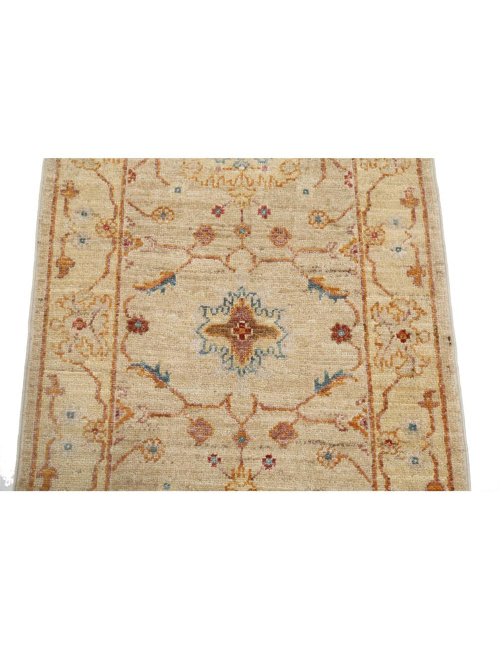 Ivory Afghan Ziegler Rug 2' 0" x 3' 1" Hand-Knotted | No. AT21540