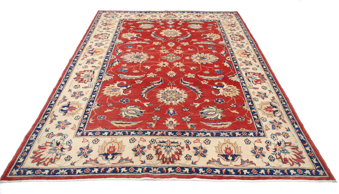 Afghan Ziegler Rug 6' 6" x 8' 10" Hand-Knotted | No. AT13876