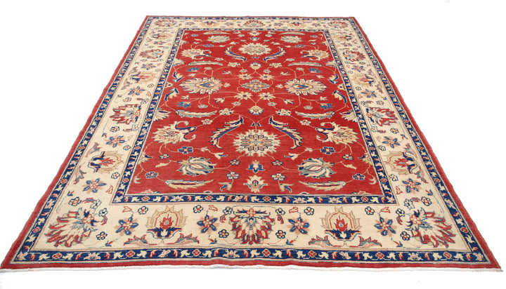 Afghan Ziegler Rug 6' 6" x 8' 10" Hand-Knotted | No. AT13876
