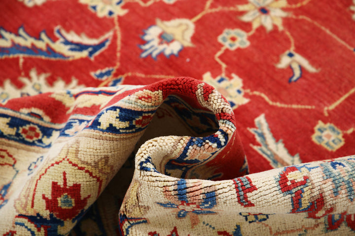 Afghan Ziegler Rug 6' 6" x 8' 10" Hand-Knotted | No. AT13876