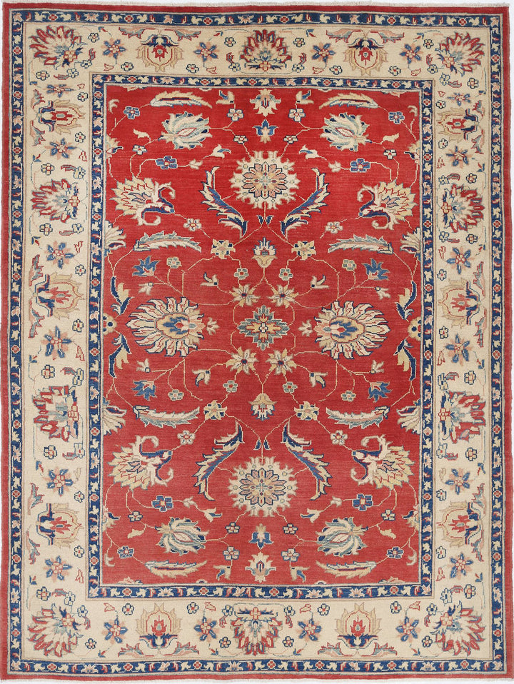 Afghan Ziegler Rug 6' 6" x 8' 10" Hand-Knotted
