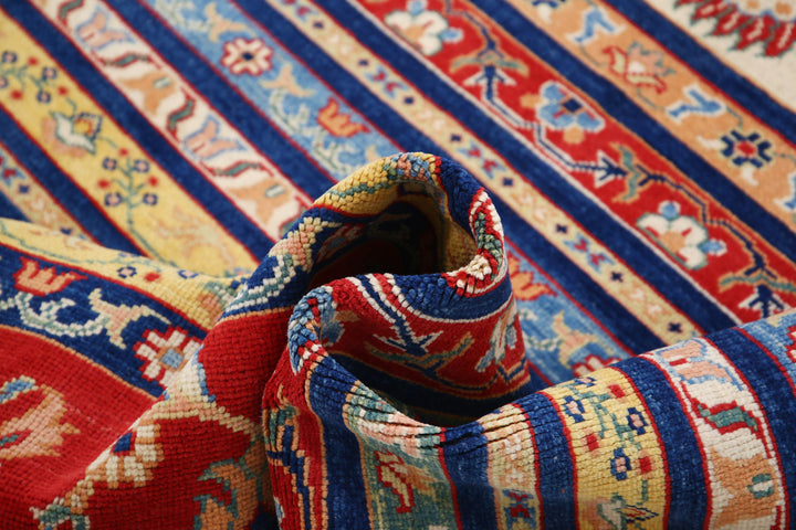 Blue Afghan Ziegler Rug 6' 7" x 9' 2" Hand-Knotted | No. AT94351