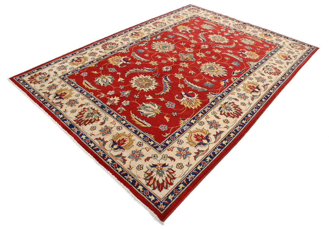 Rust Afghan Ziegler Rug 6'6" x 9'2" Hand-Knotted detail