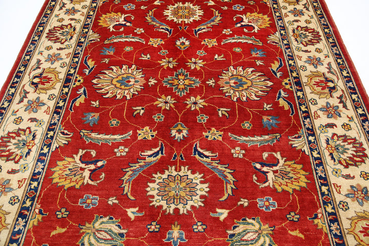 Rust Afghan Ziegler Rug 6' 6" x 9' 2" Hand-Knotted pattern
