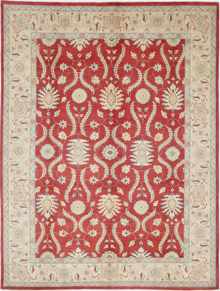 Rust Afghan Ziegler Rug 8' 10" x 11' 10" Hand-Knotted
