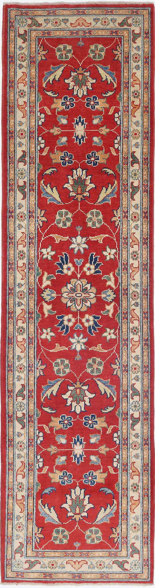 Red Afghan Ziegler Rug 2' 5" x 9' 9" Hand-Knotted