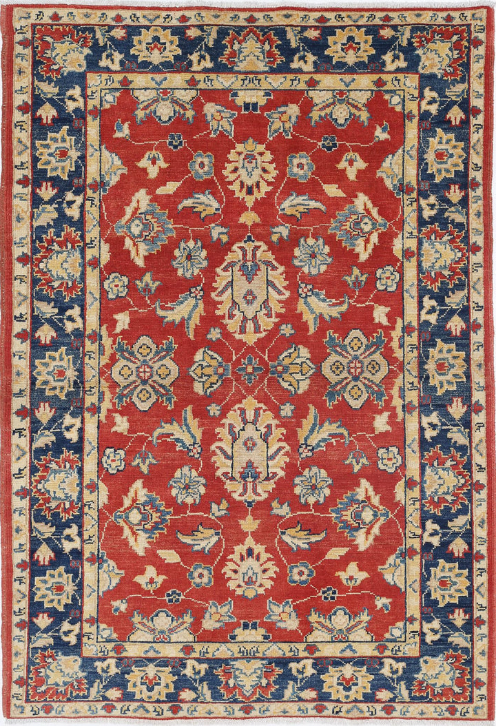 Red Afghan Ziegler Rug 3' 10" x 5' 8" Hand-Knotted