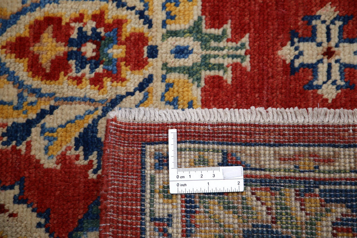 Red Afghan Ziegler Rug 4' 1" x 5' 10" Hand-Knotted pattern