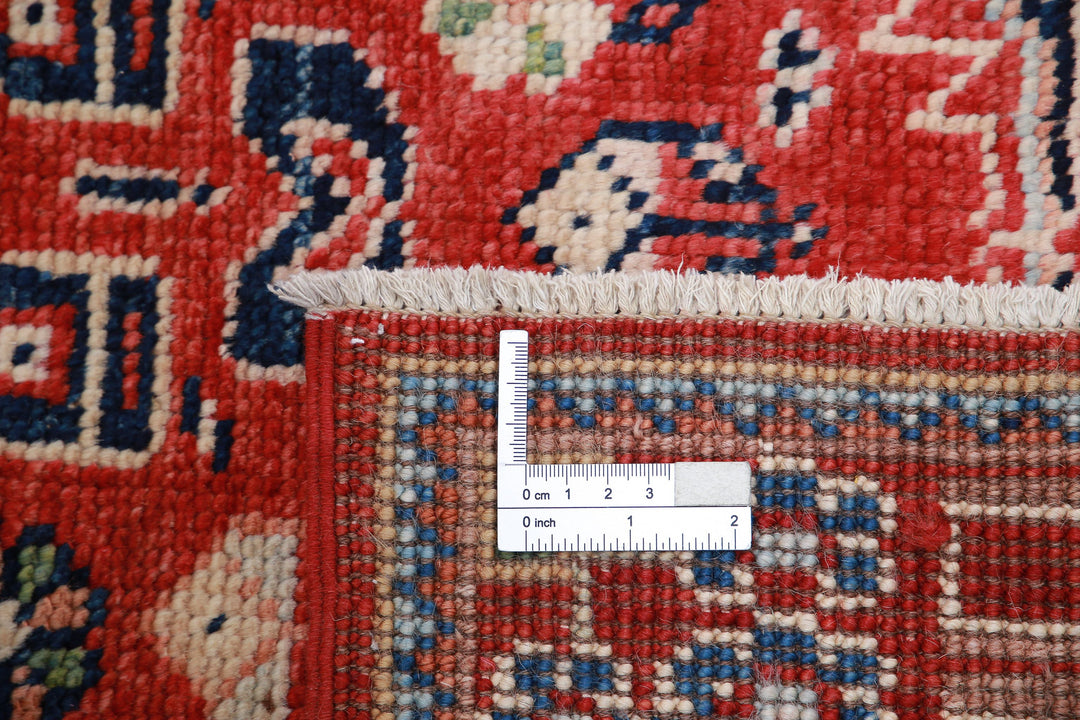 Red Afghan Ziegler Rug 3' 3" x 4' 1" Hand-Knotted pattern