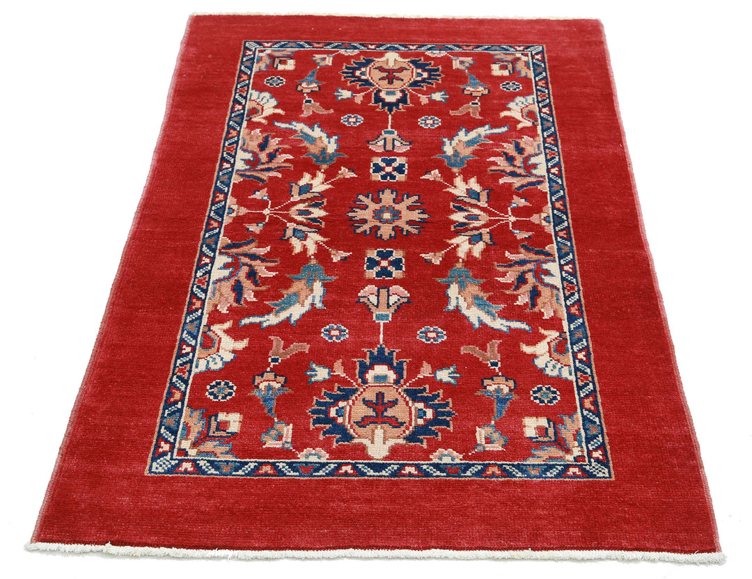 Red Afghan Ziegler Rug 3' 0" x 4' 5" Hand-Knotted view