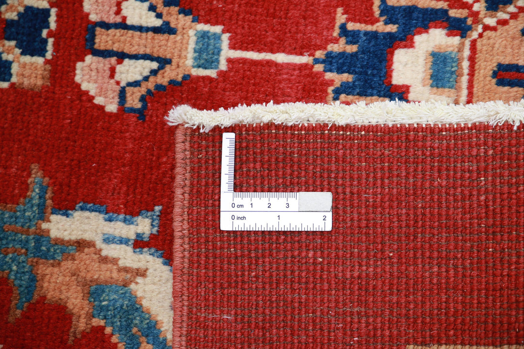 Red Afghan Ziegler Rug 3' 0" x 4' 5" Hand-Knotted field