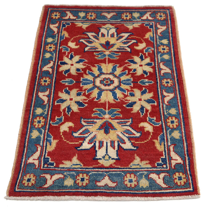 Red Afghan Ziegler Rug 2' 2" x 3' 2" Hand-Knotted border