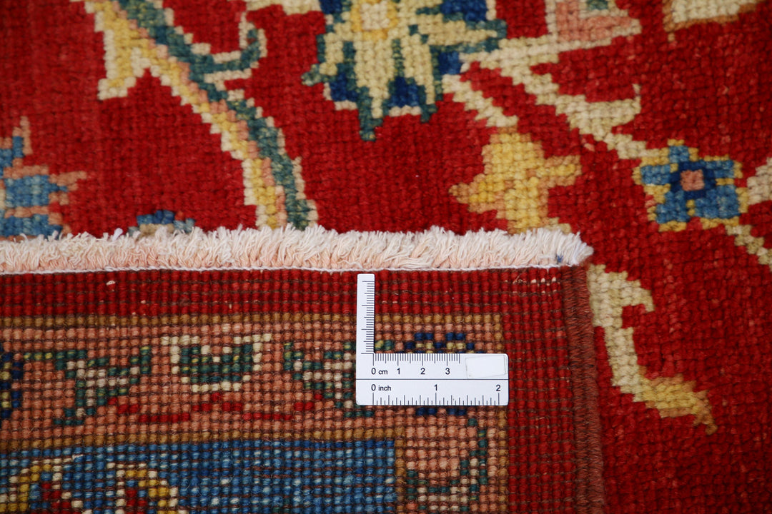 Red Afghan Ziegler Rug 6' 6" x 9' 8" Hand-Knotted pattern