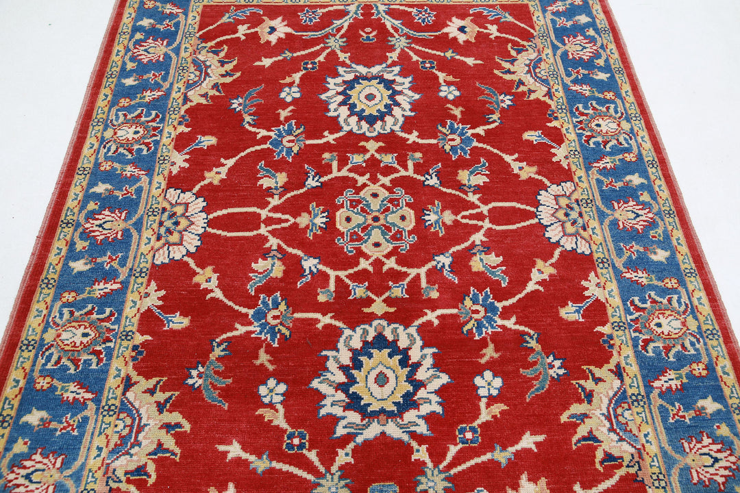 Red Afghan Ziegler Rug 5' 1" x 6' 1" Hand-Knotted view