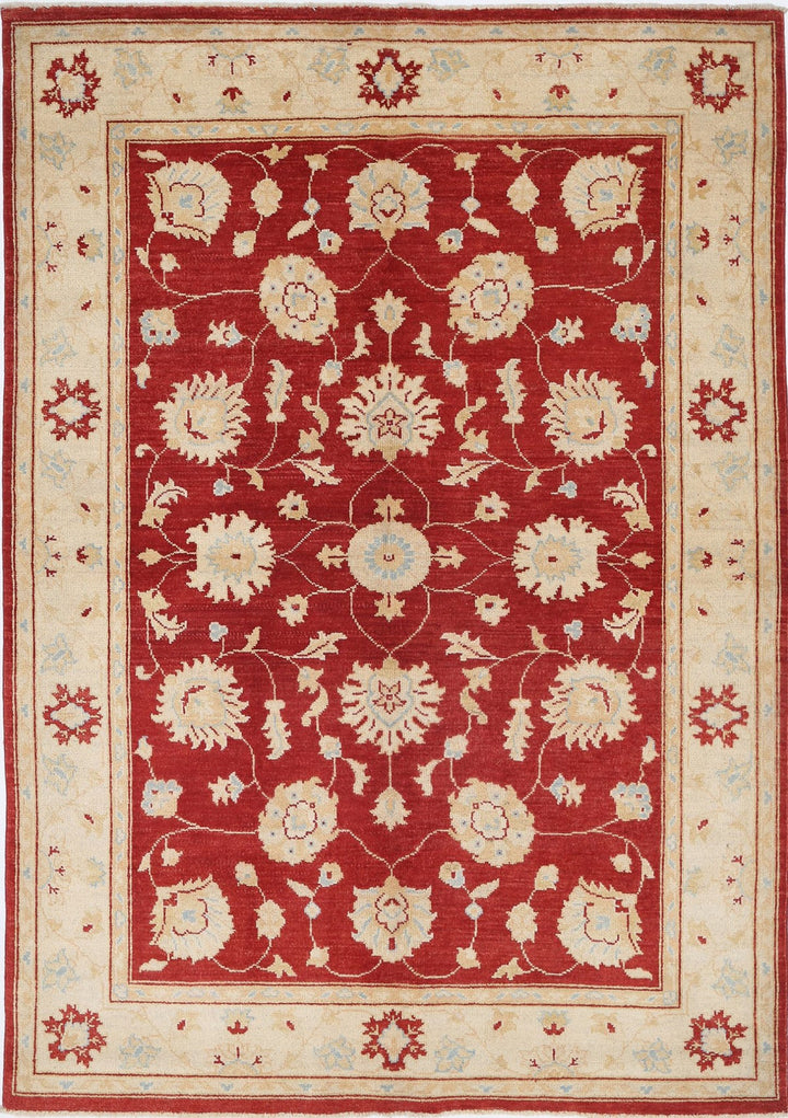 Afghan Ziegler Rug 4' 11" x 7' 1" Hand-Knotted