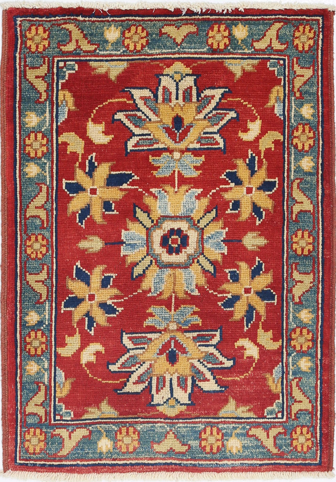 Red Afghan Ziegler Rug 2' 0" x 2' 11" Hand-Knotted