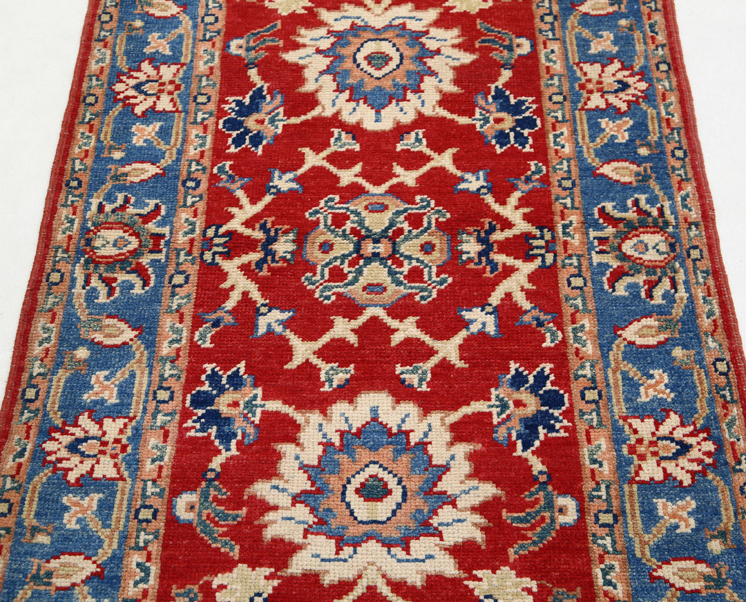 Red Afghan Ziegler Rug 2' 9" x 4' 6" Hand-Knotted close-up