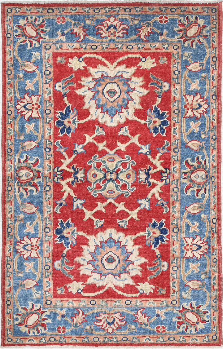 Red Afghan Ziegler Rug 2' 9" x 4' 6" Hand-Knotted