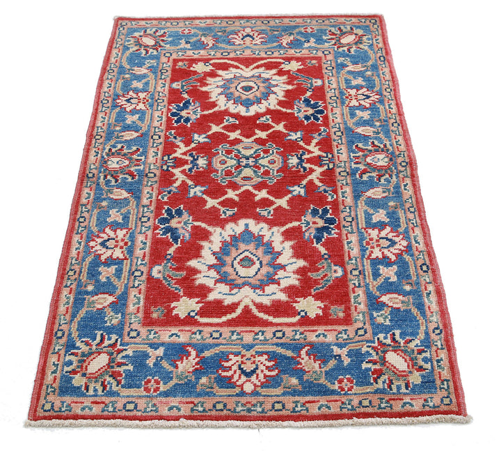 Red Afghan Ziegler Rug 2' 7" x 4' 6" Hand-Knotted field