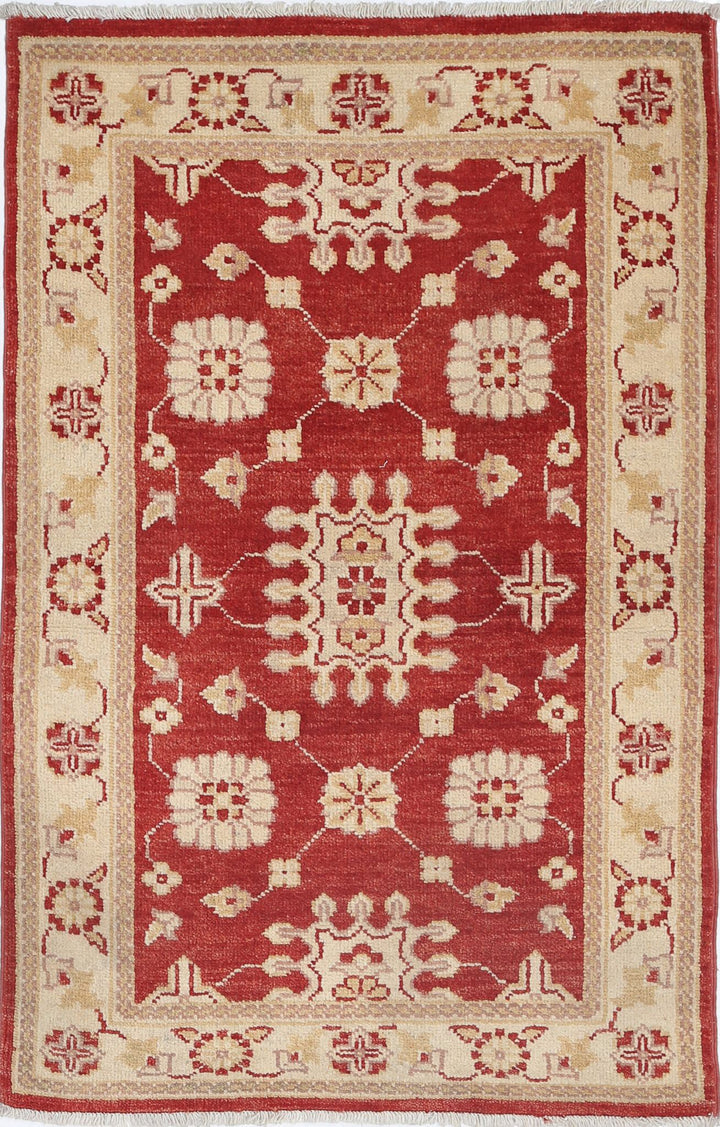 Red Afghan Ziegler Rug 2' 6" x 4' 0" Hand-Knotted