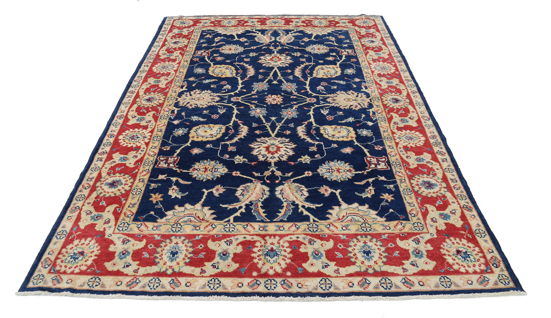 Blue Afghan Ziegler Rug 6' 1" x 8' 11" Hand-Knotted view