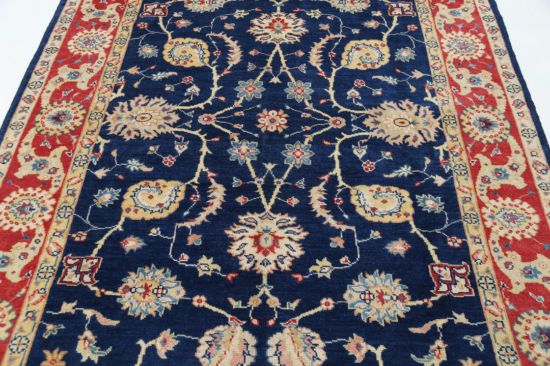Blue Afghan Ziegler Rug 6' 1" x 8' 11" Hand-Knotted detail