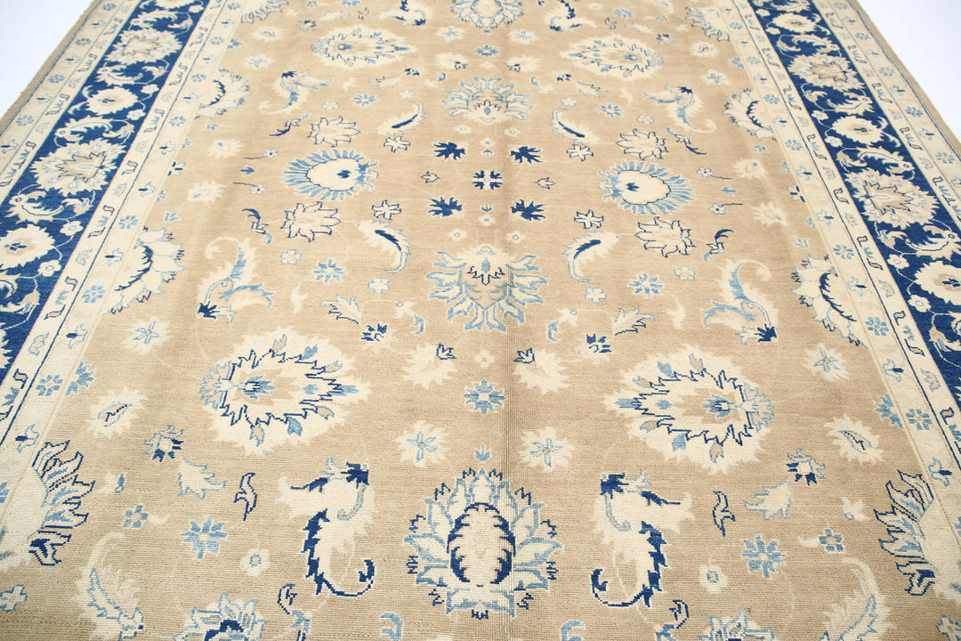 Blue Afghan Ziegler Rug 10' 0" x 13' 2" Hand-Knotted | No. AT16104
