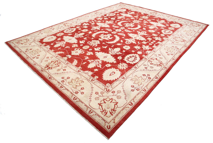 Afghan Ziegler Rug 9' 0" x 12' 1" Hand-Knotted | No. AT17678