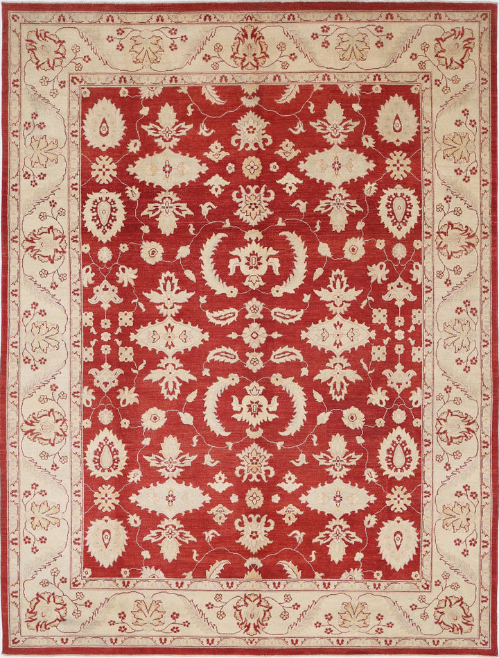 Afghan Ziegler Rug 9' 0" x 12' 1" Hand-Knotted