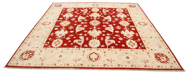 Red Afghan Ziegler Rug 9' 0" x 9' 3" Hand-Knotted view