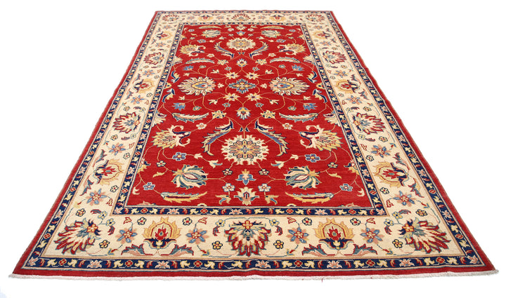Afghan Ziegler Rug 6' 6" x 10' 6" Hand-Knotted | No. AT66289