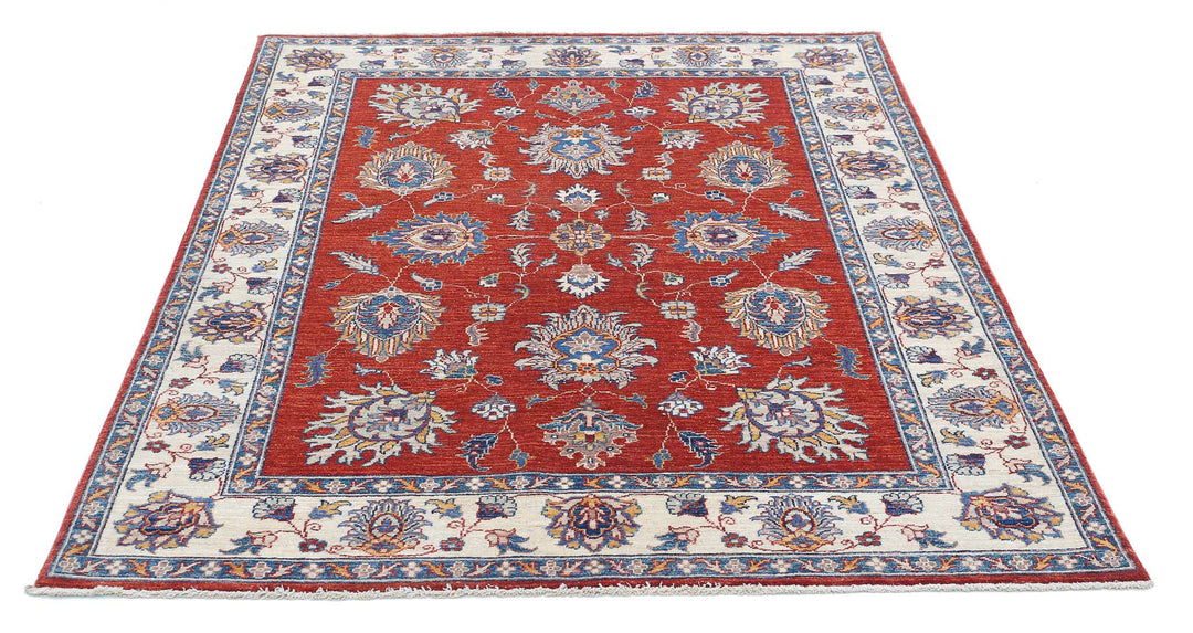 Afghan Ziegler Farhan Rug 4' 10" x 6' 2" Hand-Knotted | No. AT93418