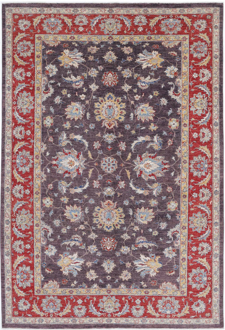 Afghan Ziegler Rug 6' 7" x 9' 10" Hand-Knotted