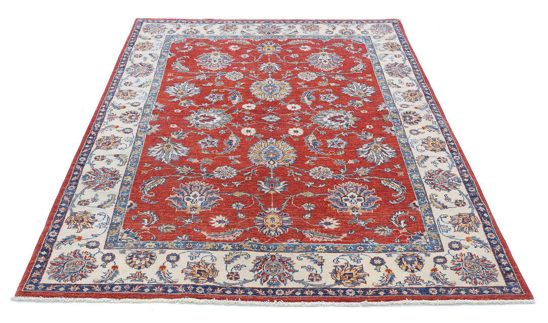 Afghan Ziegler Farhan Rug 4' 8" x 6' 3" Hand-Knotted | No. AT96917