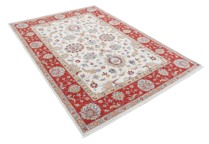 Afghan Ziegler Rug 5'6" x 7'9" Hand-Knotted | No. AT27995