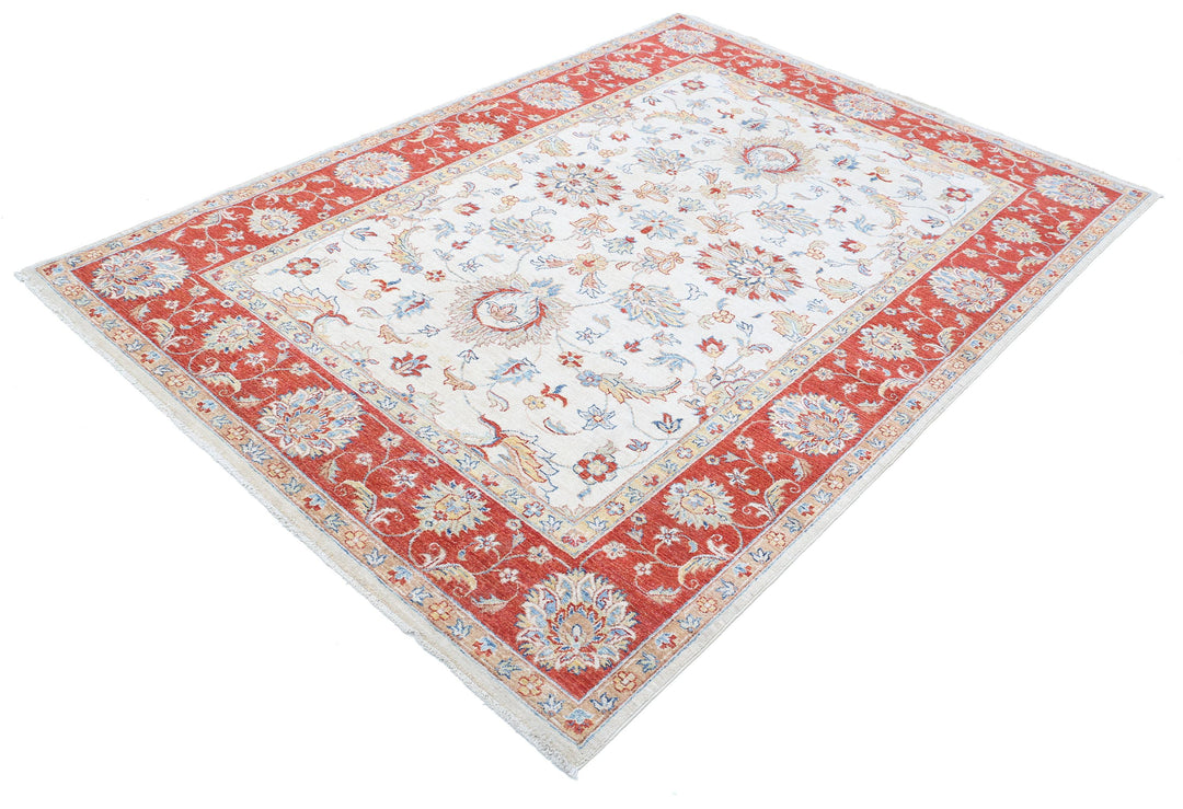 Afghan Ziegler Rug 5'6" x 7'9" Hand-Knotted | No. AT27995