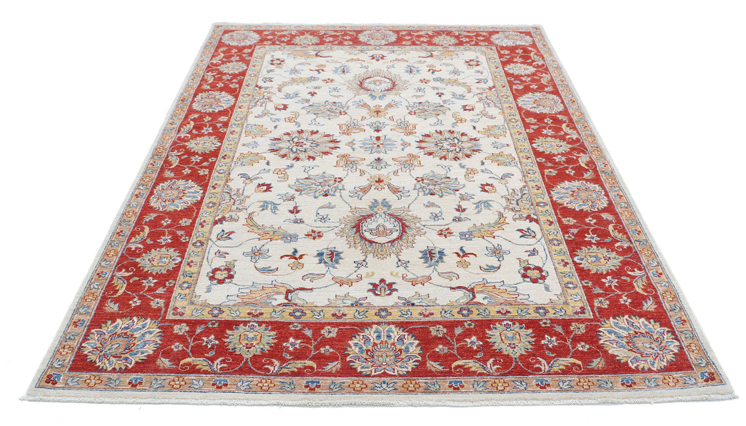 Afghan Ziegler Rug 5'6" x 7'9" Hand-Knotted | No. AT27995