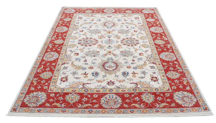 Afghan Ziegler Rug 5'6" x 7'9" Hand-Knotted | No. AT27995