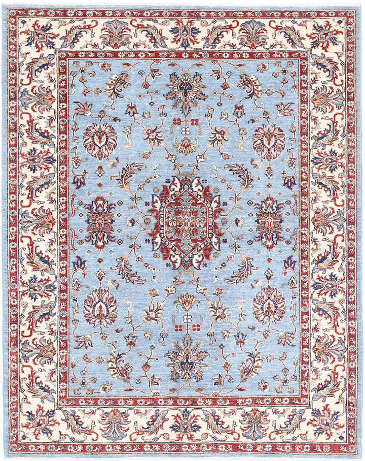 Afghan Ziegler Rug 5' 0" x 6' 4" Hand-Knotted