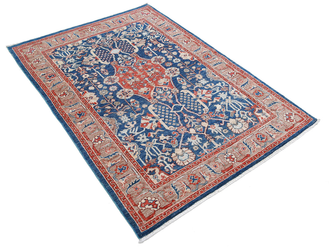Afghan Ziegler Farhan Rug 4' 0" x 5' 9" Hand-Knotted | No. AT55640