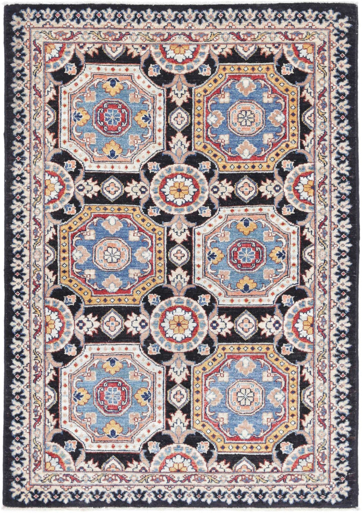 Afghan Ziegler Rug 3' 2" x 4' 8" Hand-Knotted