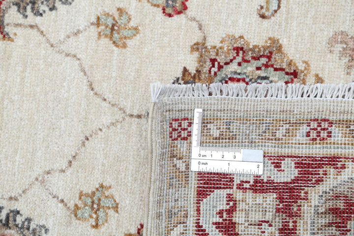 Ivory Afghan Ziegler Rug 3' 10" x 5' 8" Hand-Knotted detail