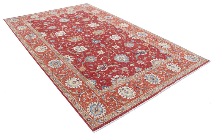 Afghan Ziegler Rug 6' 7" x 10' 2" Hand-Knotted | No. AT32142