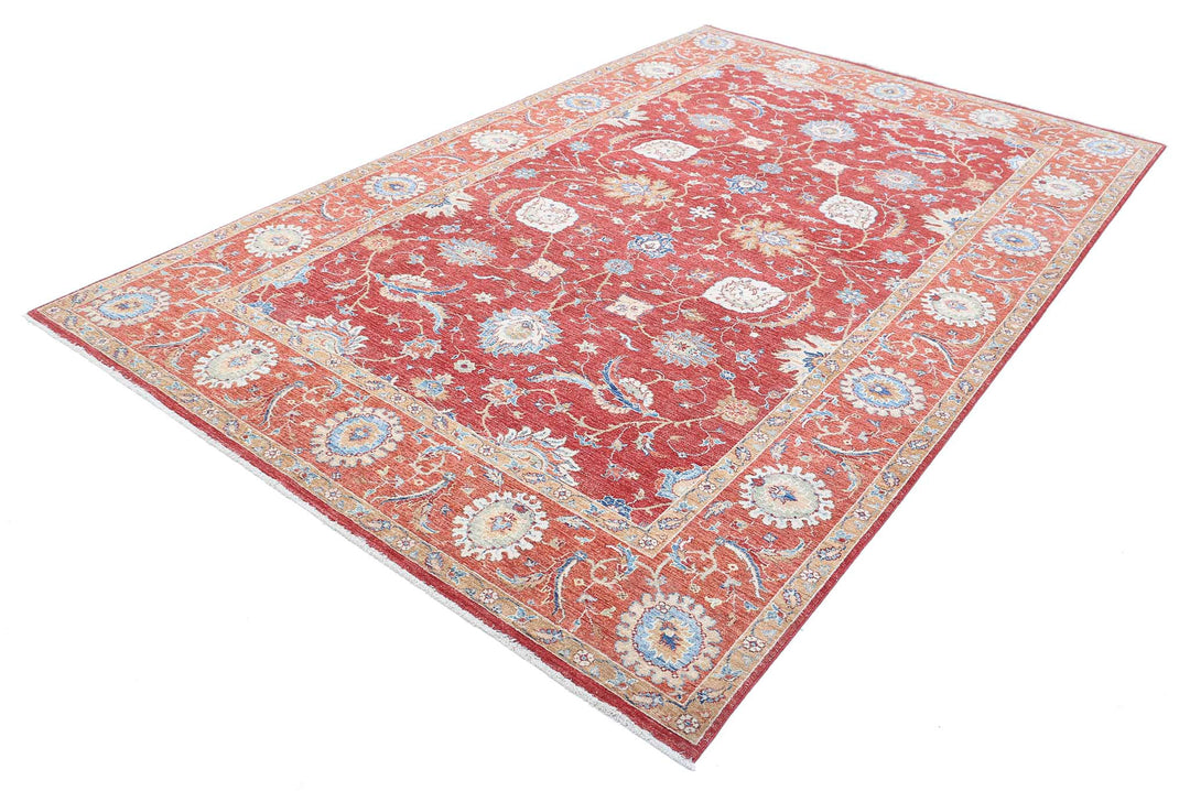 Afghan Ziegler Rug 6' 7" x 10' 2" Hand-Knotted | No. AT32142