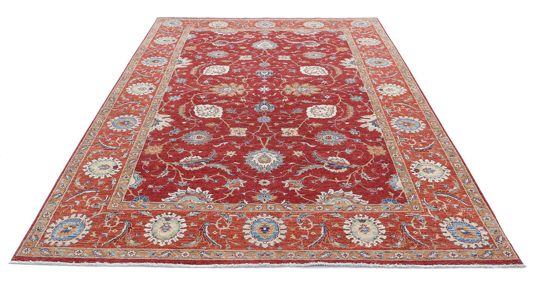 Afghan Ziegler Rug 6' 7" x 10' 2" Hand-Knotted | No. AT32142