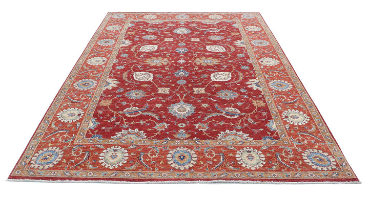 Afghan Ziegler Rug 6' 7" x 10' 2" Hand-Knotted | No. AT32142