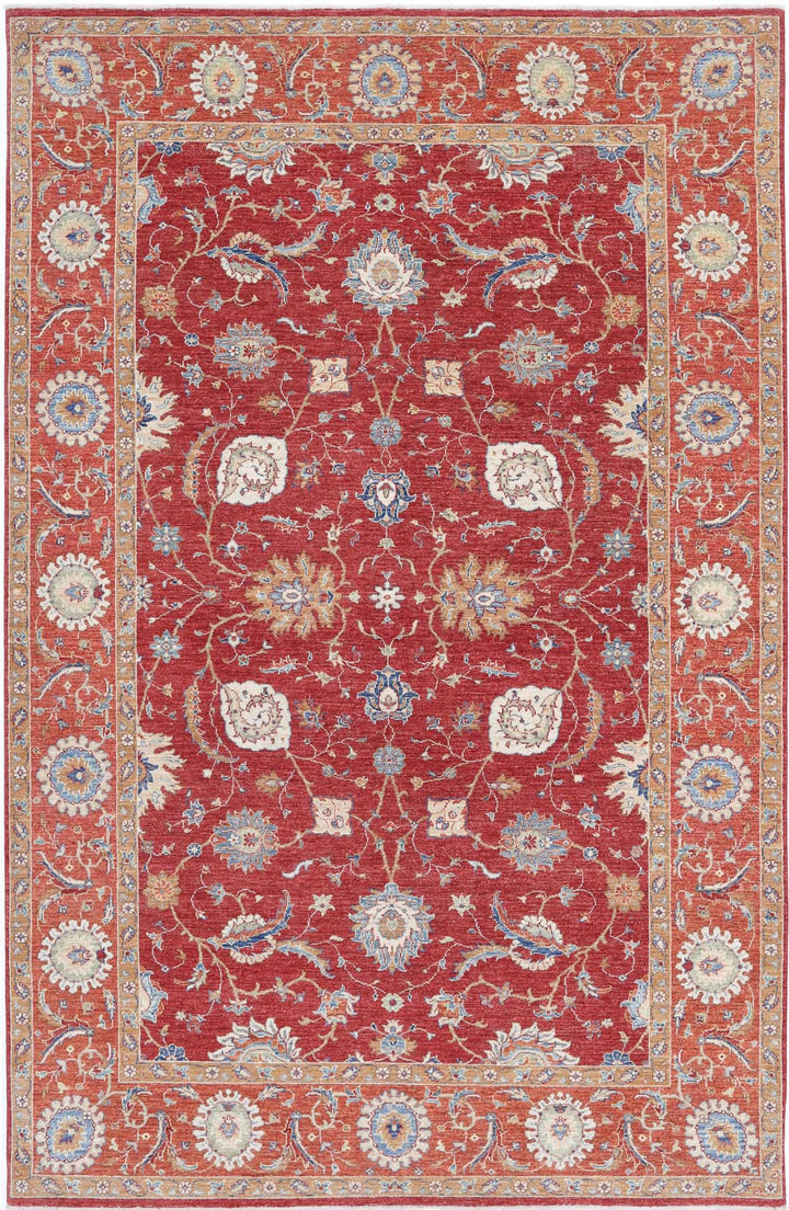 Afghan Ziegler Rug 6' 7" x 10' 2" Hand-Knotted